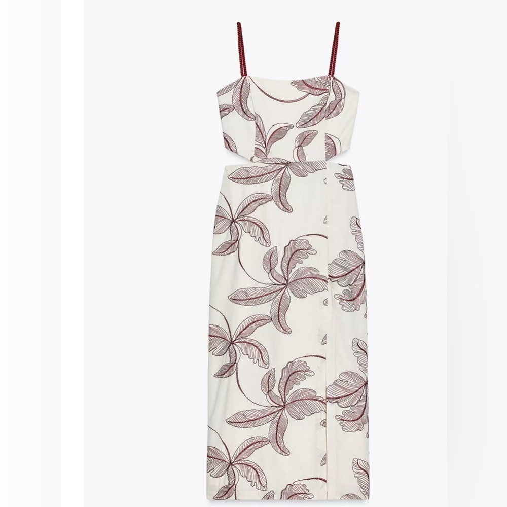 Zara embroidered cut out midi dress - Picture 4 of 5